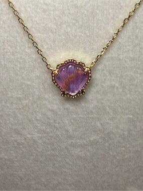 Kendra Scott Iridescent Purple Shell Pendant Necklace Gold Tone